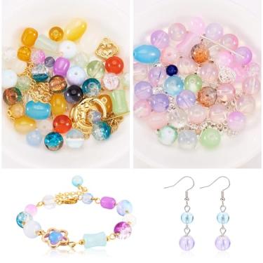 Imagem de 2 conjuntos de contas de lampwork faça você mesmo, pingente de liga e elos e bonés de contas, kits de achados de joias para artesanato faça você mesmo, pulseiras, colar, brincos, fabricação de joias