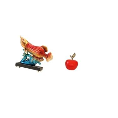 Imagem de Fenteer Escultura de Resina em Formato de Peixe Arowana, Símbolo Da Prosperidade, para Decoração de Mesa, Entrada, Sala de Estar, Casa, Estatueta de Cerâmica,