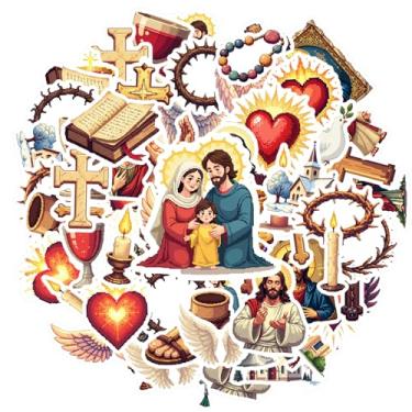 Imagem de 50 pçs Cristianismo Fé Religião Jesus Espiritualidade Adesivos Religiosos DIY Adesivos Sagrados Pacote de Adesivos para Telefone DIY Guitarra Laptop Notebook Mala Copo Laptop Bagagem Scrapbook Adesivo