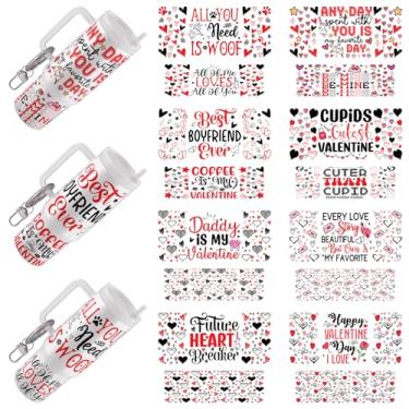 Imagem de XRTHGS Envoltório UV DTF - 16 folhas de adesivos de transferência a frio com citações de dia dos namorados para chaveiros de motel, envoltórios Uvdtf DIY para chaveiro de hotel em branco, esfregar à