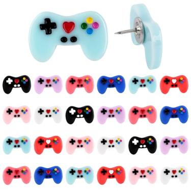 Imagem de Framendino, Pacote com 24 alfinetes de vídeo game lindos pinos de mapa para quadro de cortiça foto parede colorida