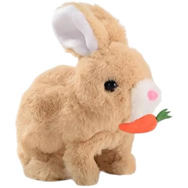 Imagem de Coelho De Pelúcia Pula Emite Som Brinquedo Infantil Páscoa (Bege)