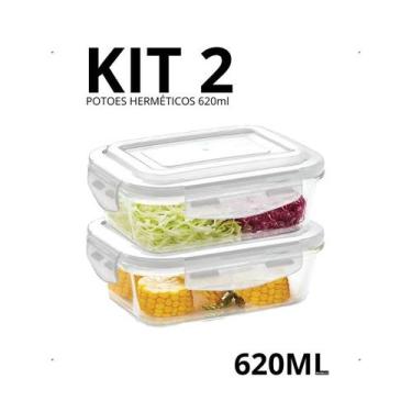 Imagem de Marmita de Vidro 620ml Potes Hermético KIT 10, 8, 6, 5, 4, 3, 2 e 1 Un