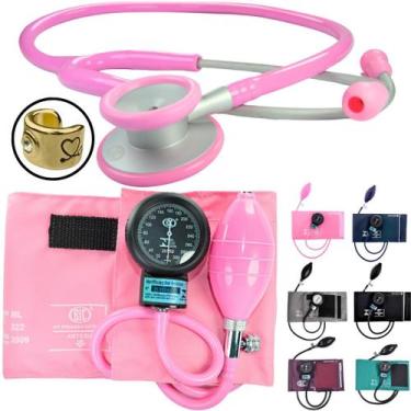 Imagem de Aparelho Pressão Esfigmomanômetro Estetoscopio Duplo Bic, Rosa