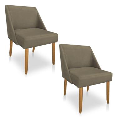 Imagem de Kit 02 Cadeiras Poltrona Juliana Suede Pés Palito Castanho Marrom Rato