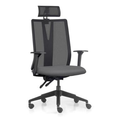 Imagem de Cadeira Escritório Giratória Presidente Flow F02 Base Preta Crepe Grafite - Lyam Decor