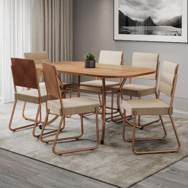 Imagem de Conjunto Sala De Jantar Mesa E 6 Cadeiras Fênix Carraro Rose