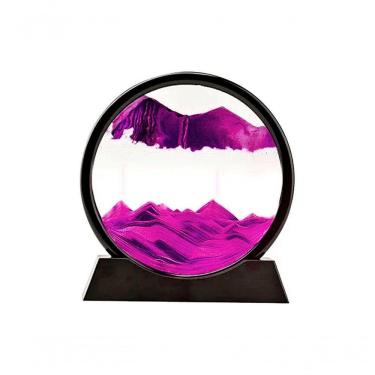 Imagem de Enfeite De Vidro Quadro Redondo Decorativo Duna Ampulheta Para Quarto Sala Escritório 18cm Rosa