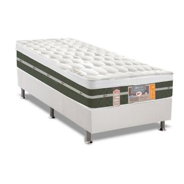 Imagem de Cama Box Solteiro: Colchão Molas Bonnel Castor Silver Star Air + Base Crc Courano White(88X188)