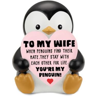 Imagem de wainvniaw to My Wife Cute Emotional Mini Funny Penguin, Gifts for Her Wife from Husband, Romantic Birthday Wedding Anniversary Valentines Gifts for Women Her, Small Cute Decor Present for Her Wgg5