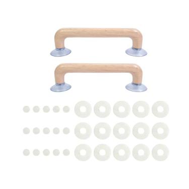 Imagem de Fancyes Conjunto de 2 réguas com ventosa, cabo de madeira reutilizável para artesanato, antiderrapantes e com forte aderência, ideais para trabalhos manuais