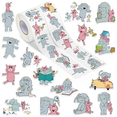Imagem de Feuid Gniea 1000Pcs Mo Willems Elephant Pig Stickers in 2 Rolls Back to School Animals Stickers for Kids Cute Cartoon Vinyl Waterproof Decor Decals for Classroom Reward Water Bottles Laptops Notebooks