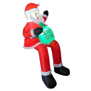 Imagem de Baoblaze Papai Noel inflável de Natal com LED, decoração de quintal para festas, Papai Noel inflável luminoso e engraçado para gramados e jardins ao ar livre