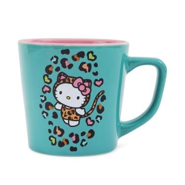 Imagem de Silver Buffalo Caneca de cerâmica com latte Hello Kitty Jungle Leopard de 500 ml