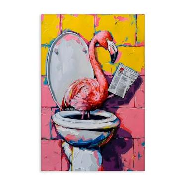 Imagem de Stupell Industries Flamingo News on Toilet Canvas Wall Art, design by LSR Design Studio, 36 x 24