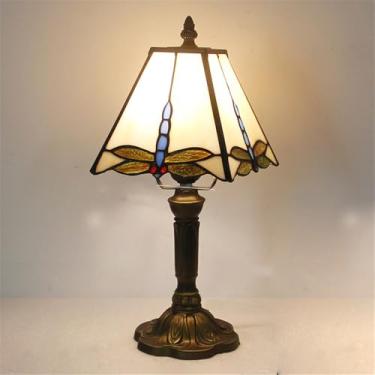 Imagem de Luminária de mesa vintage americana com LED, personalizada e criativa, para sala de estar, escritório, quarto infantil, casa de campo ou hotel, com vidro colorido (Estilo 1)