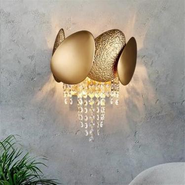 Imagem de Luminária de parede moderna e luxuosa em cristal com LED, ideal para sala de estar, quarto, cabeceira, casa de campo, hotel, escritório, escada e corredor (Estilo 15 A D22H35CM)