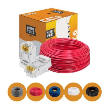 Imagem de Cabo Rede 100m Furukawa Soho Plus Cat6 Vermelho +10 Conector