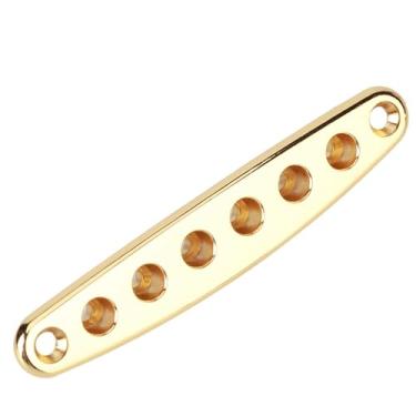 Imagem de RiToEasysports Acessórios de Guitarra Liga de Zinco Baixo Elétrico Peças Corda Através da Placa do Corpo Cor Preta para Amantes Diy (Ouro)