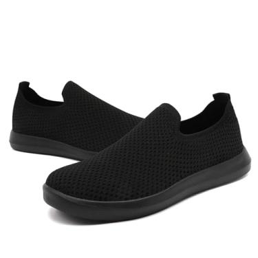 Imagem de CMNZHK Tênis de corrida feminino, tênis de caminhada, sem cadarço, ginástica, atlético, antiderrapante, para trabalho, confortável, moderno, R Preto, 40