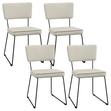 Imagem de Kit 4 Cadeiras Estofada Para Sala Jantar Base Aço Champagne