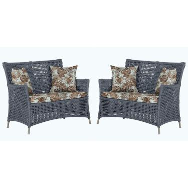 Imagem de 2 Sofás área Externa Igapó Alumínio Fendi Corda Náutica E6 Prata