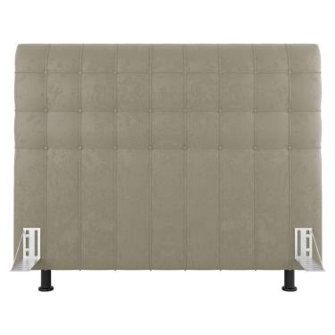 Imagem de Cabeceira Cama Box Casal King Size Dahlia 195Cm Com Frame Suede Bege - Abmaza