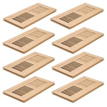 Imagem de Razo Pacote com 8 peças de registro de piso de madeira de carvalho vermelho, ventilação embutida com amortecedor, 10 x 30 cm (abertura do duto), espessura de 0,9 cm, inacabado