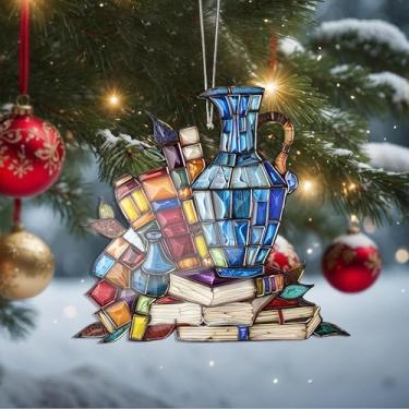 Imagem de Enfeites de Natal, livro de cristal, enfeites de árvore de Natal feitos à mão, decoração de carro e casa - presentes de Natal, decoração de artesanato em acrílico, ideias de troca de presentes para