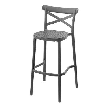 Imagem de Banqueta Alta Plats Katrina Or Design 103 Cm (alt) Polipropileno Preto Assento Simulando Palha Preto