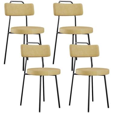 Imagem de Kit 04 Cadeiras Decorativas Estofada Sala De Jantar Barcelona L02 Couríssimo Casco Fendi - Lyam Decor