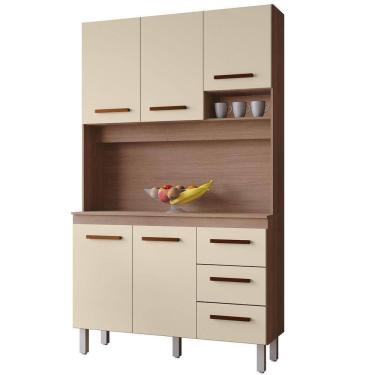 Imagem de Kit De Cozinha 5 Portas 3 Gavetas Com Nicho Vitorina Savana / Off White