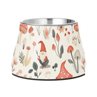 Imagem de SEHANY Tigelas para cães de ervas e cogumelos antiderrapante de aço inoxidável com fundo de borracha para evitar tombamento, tigelas elevadas para comida e água quadriculadas para cães e gatos