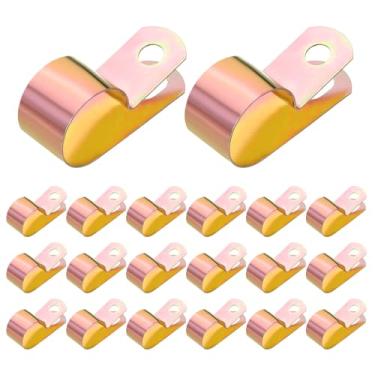 Imagem de HARFINGTON 20 braçadeiras de cabo 13/16 polegadas (20 mm) Braçadeira de tubo de aço carbono galvanizado Clipes de cabo de metal para instalação doméstica industrial automotiva fio de tubulação