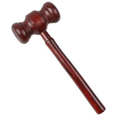 Imagem de Martelo de tribunal de madeira marrom feito à mão martelo de juiz de madeira para reuniões tribunal simulado juízes adereço de martelo perfeito para advogados juízes leilão venda reuniões estudantes e