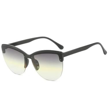 Imagem de Óculos de sol estilo gatinho, armação média, feminino, masculino, clássico, para dirigir, verão, viagem, UV400 (preto, cinza, amarelo)