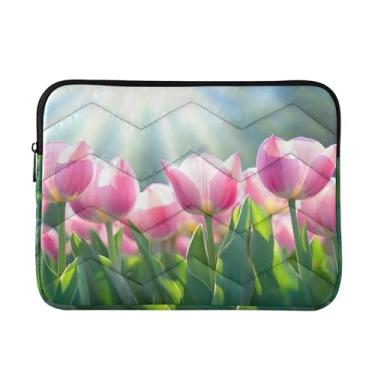 Imagem de Coikll Lindas tulipas cor-de-rosa (1) bolsa para laptop, capa protetora à prova de choque para notebook de 13 a 13,3 polegadas