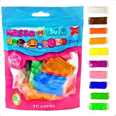 Imagem de Massa De Eva 10 Cores Para Artesanato 50g. Make+, 13022, Multicor