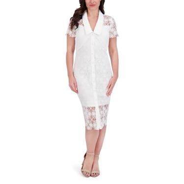 Imagem de Siena Vestido feminino de renda midi de manga curta, Branco, 48