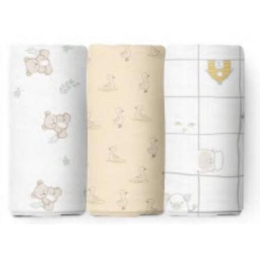 Imagem de Cueiro Papi Baby Ursinho Bolinha - 3 Unidades - 80x80cm
