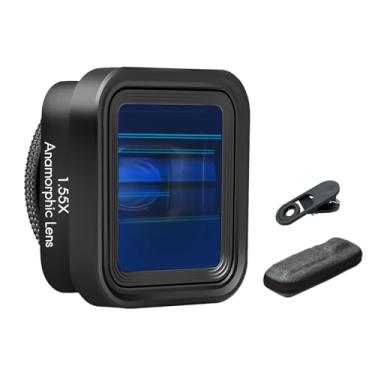 Imagem de Lente Anamórfica de Filme para Celular 1 55X com Grampos Universais e Sacola Transporte 15 14 13 12 11