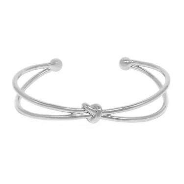 Imagem de Bracelete feminino folheado em ródio branco 2 voltas nó rafaella piuka