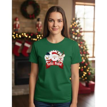 Imagem de Camiseta Casual Unissex Feliz Natal Malha Leve e Macia em Algodão-Unissex