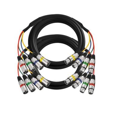 Imagem de Cabos XLR Snake EBXYA, 4 canais, 15 pés, 3 pinos, pacote com 2 pinos, 