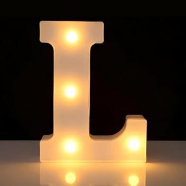Imagem de Letreiro de LED com letra L, letreiro iluminado do alfabeto para decoração de casa, decorações de festa de casamento de aniversário - G branco