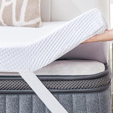 Imagem de SINWEEK Colchão solteiro de espuma viscoelástica de bambu de 5 cm com capa respirável, almofada de colchão com alívio de pressão para pessoas que dormem de lado, crianças e pele sensível