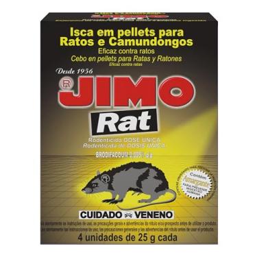 Imagem de JIMO Rat Raticida Granulado Eficaz Contra Ratos e Camundongos Elimina a Ninhada Totalmente Seguro Estojo com 4 unidades 25g cada
