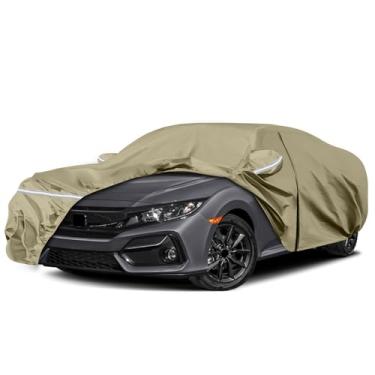 Imagem de Capas de carro impermeáveis substituem para Honda Civic 2011-2025, multicamadas resistentes com forro de algodão, capa de carro personalizada para todos os climas com porta com zíper, faixas à prova