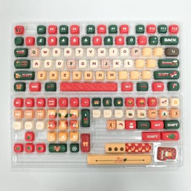 Imagem de ILYCHEEGAMI Conjunto de teclas com tema de Natal MOA perfil redondo com sublimação de tinta para teclado mecânico 61/68/87/100/104/108 MX (MOA-Christmas)