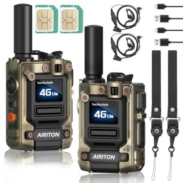 Imagem de Airiton Walkie Talkies Alcance Ilimitado 4G Longa Distância 5000 Milhas Rádio Portátil Poc Bidirecional Ai-G7 Push To Talk Por Celular Talkie De Longo Para Grupo (2 Com Cartão Sim)